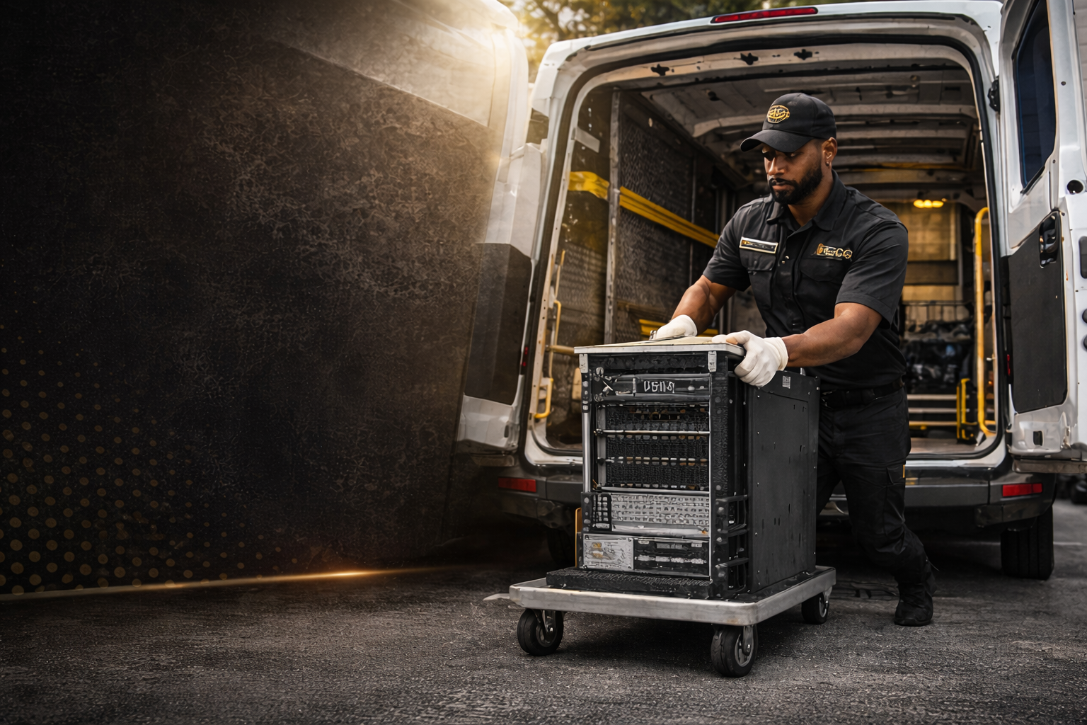 EWG Solutions delivery professional handling high-value equipment